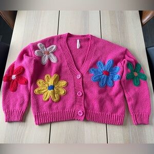 Dreamers by Debut Floral Embroidered Cardigan Sweater size small, button up